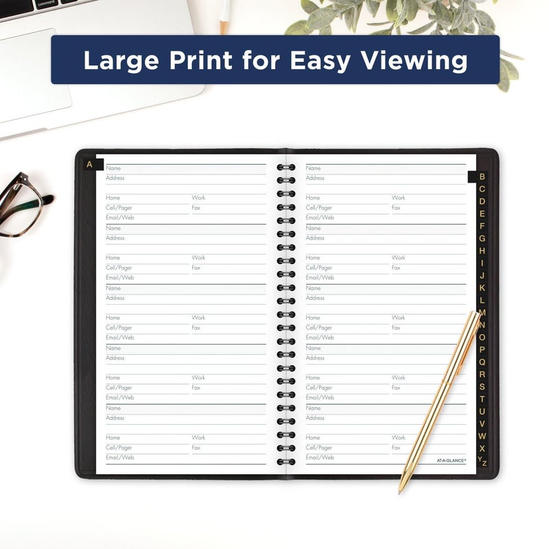AT-A-GLANCE Telephone Address Book, Large Print, 500 Entries, 4-3/4" x 8", Black (80LP1105) - Image 2